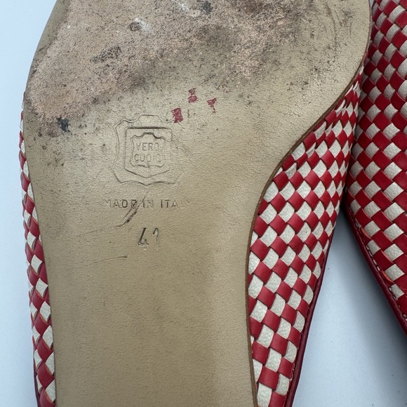 Paola del Lungo Mules Red White Woven Womens Shoe Size US 9 EU 41 Slip On - Picture 9 of 14